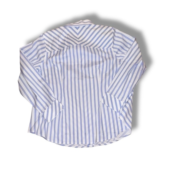 NWT TALBOTS NON-IRON PERFECT SHIRT - GALA STRIPE Plus 14W Blue/White - Picture 11 of 16